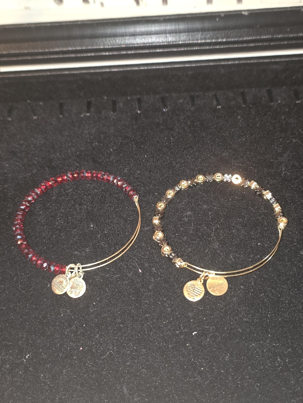 Alex and Ani energy bracelet with red beads And Cute XOXO gold Bracelet Set